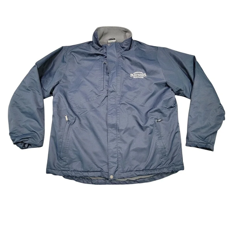 Partners Healthcare Jacket Mens L Navy Blue Water Resistant‎ Full Zip Outerwear